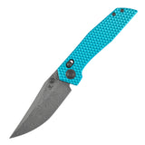 Tenable Deadite Cross Bar Lock Knife | 3.52" Water Ripple Damascus Blade | Light Blue Anodized Aluminum Handle | TuffKnives Design - B1081V1
