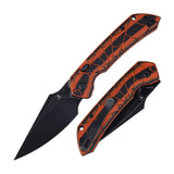 Tenable Fenrir Folding Knife | Top Liner Lock | 3.4" Blackwash Nitro-V Blade | Orange & Black G10 with 3D Spiderweb Texture Handle | Sparrow Knife Design - B1034HC5