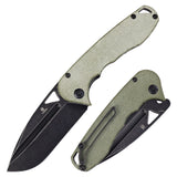 Tenable Bömbur Folding Knife Green Micarta Handle (3.53'' Blackwash D2 Blade) Midgards Messer Design--T1054A4