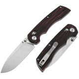 Tenable Kryo Cross Bar Lock | Red & Black G-mascus Handle | 3.58‘’ Stonewashed 14C28N Blade | Kim Ning Design-T1001V11
