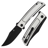 Tenable Bison Folding Knife | 3.24'' Blackwash Nitro V Blade | Black & White G10 with Frag Pattern Handle | Ray Laconico Knives Design | B2108A1