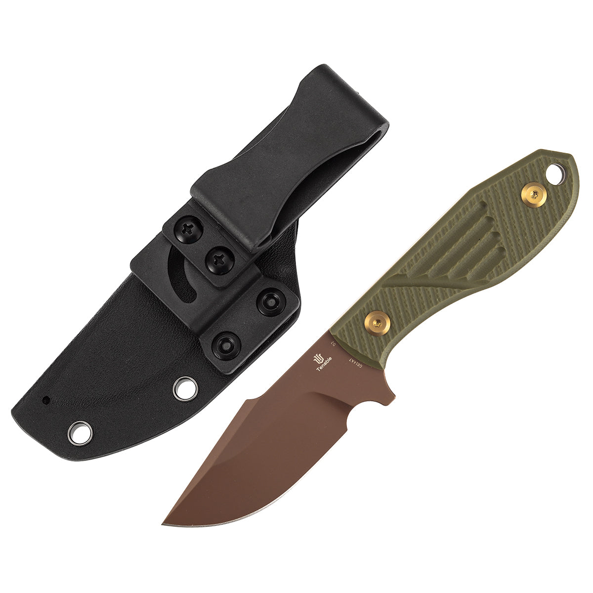 Tenable Tiny Dancer Fixed Blade Knife | 3.17" Rose Gold D2 Blade | Olive Green G10 Handle | JB Stout Design | G014A7