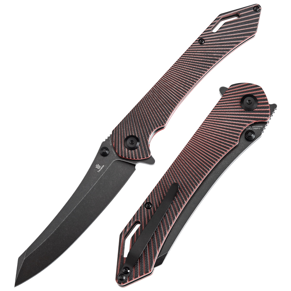 Tenable Colibri Tech Folding Knife Black and Red G10 Handle (4.34