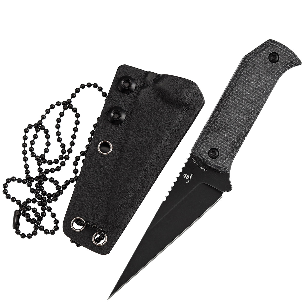 Pre-Order：Ships by Aug. 20 | Tenable ToothPik Fixed Blade | 3.04” Blackwash 14C28N Blade | Black Micarta Handle | Pinkerton Knives Design - G020A4