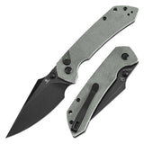 BladeHQ Exclusive Tenable Fenrir Button Lock Knife Green Micarta (3.4" Black SW 14C28N) T1034F5