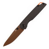 Tenable Mini Warrior Liner Lock Knife | 2.9" Rose Gold Nitro-V Blade | Twill Carbon Fiber & G10 Handle | Kim Ning Design - B2005A4