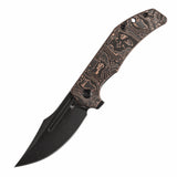 Orion Flipper Folding Knife | G10 with Copper Foil Handle | 3.07" Blackwash Nitro V with CNC Milling Blade | JB Stout Design | B1089C3