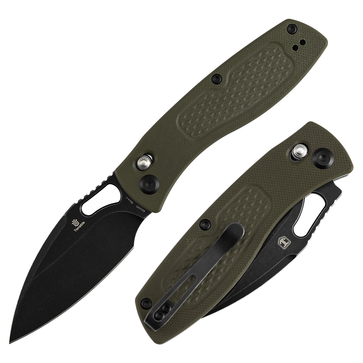 Pre Order | Heron Folding Knife - 3.13" Nitro V Blade| Olive Green G10 Handle with Diamond Pattern| Johan Jordaan - B2124V5