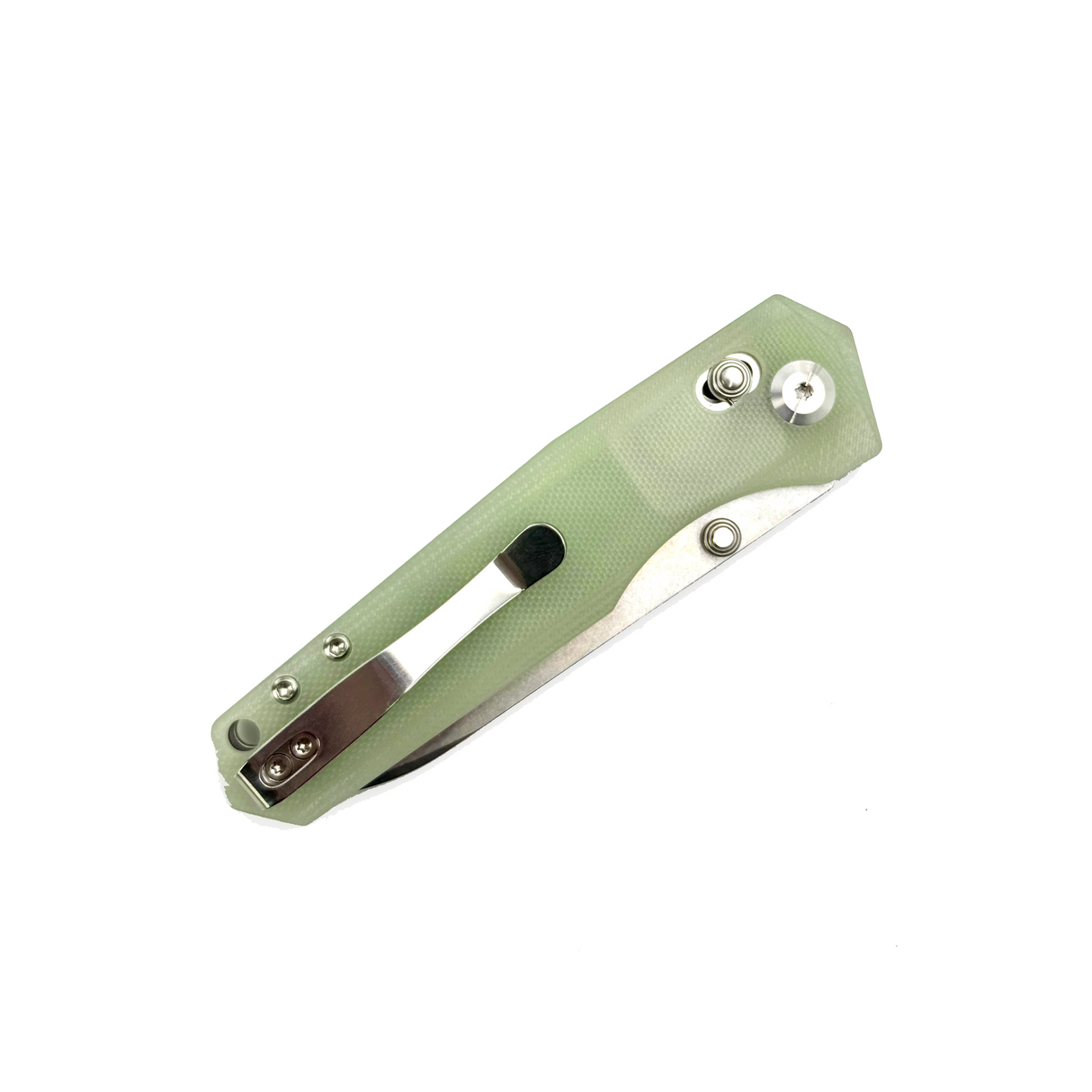 Tenable Beaver Cross Bar Lock Folding Knife Jade G10 Handle (3.44'' Stonewashed Nitro-V Blade) Kim Ning Design-T1105V4