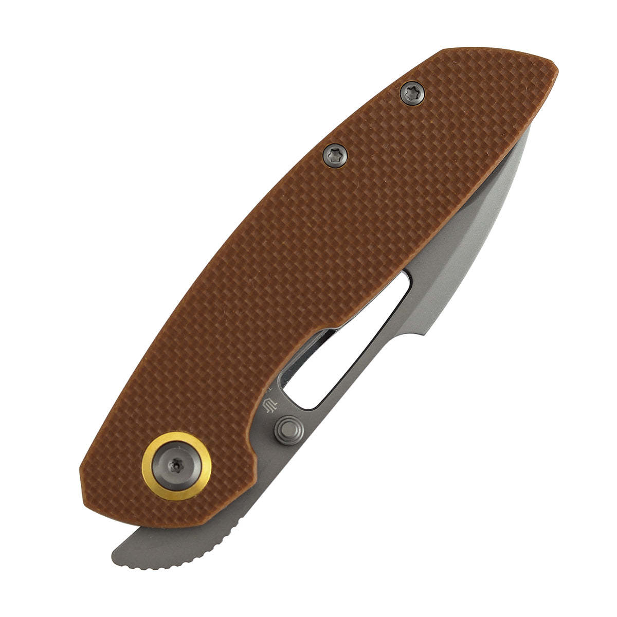 Tenable Link Folding Knife | 3.0" Gray TiCn Coated 14C28N Blade | Brown G10 Handle| Triple Stripe Knives Design | B1068A2