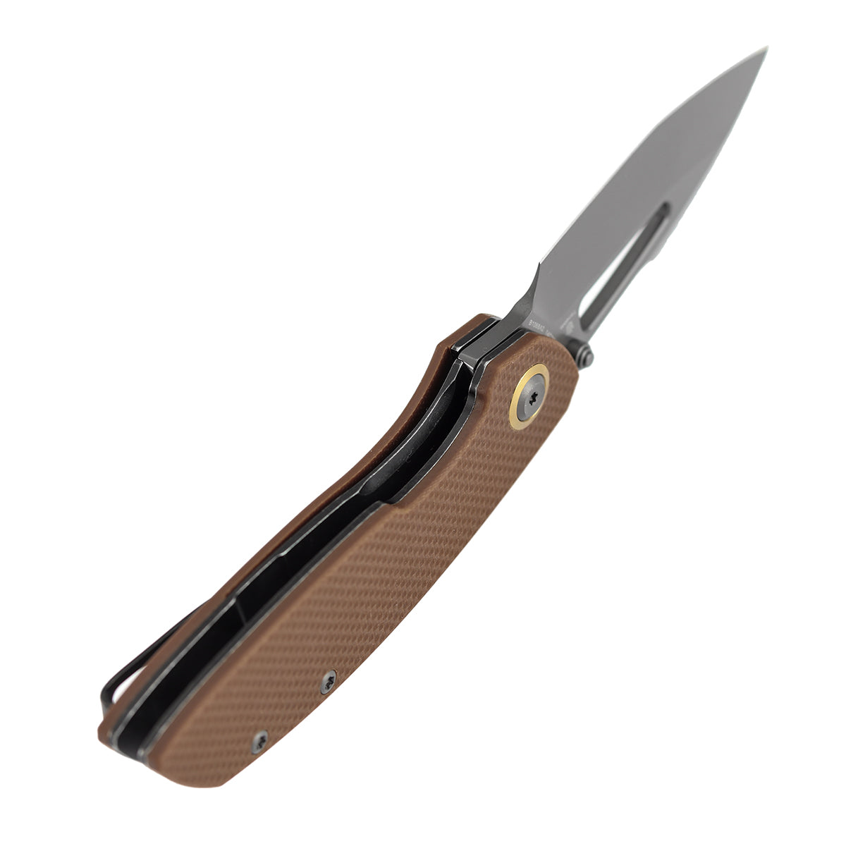 Tenable Link Folding Knife | 3.0" Gray TiCn Coated 14C28N Blade | Brown G10 Handle| Triple Stripe Knives Design | B1068A2