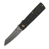 KANSEPT Higonokami | Liner Lock | 3.02'' Damascus Blade | Shred Carbon FIber Handle | Goran mihajlovic Design | T2135A1