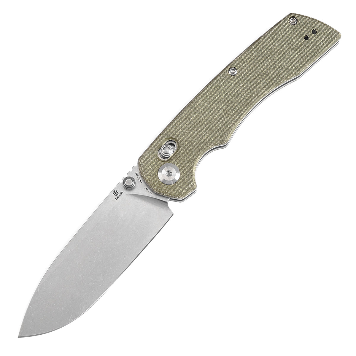 Tenable Kryo Cross Bar Lock Green Micarta Handle (3.58
