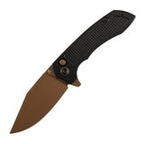 Tenable Entity - Button Lock - 3.52'' Rose Gold 14C28N -Black Aluminum with Checkered Texture - Nalu Knives Design - B1036F1