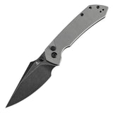 Tenable Button Lock Fenrir Folding Knife Grey G10 Handle (3.45" Blackwash 14C28N Blade) Sparrow Knife Design--T1034F3
