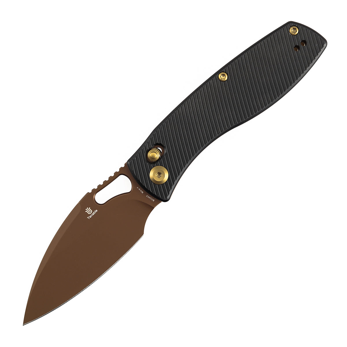 Pre Order | Heron Folding Knife - 3.13" Rose Gold Nitro V Blade | Black  Aluminum Handle | Johan Jordaan-B2124V2
