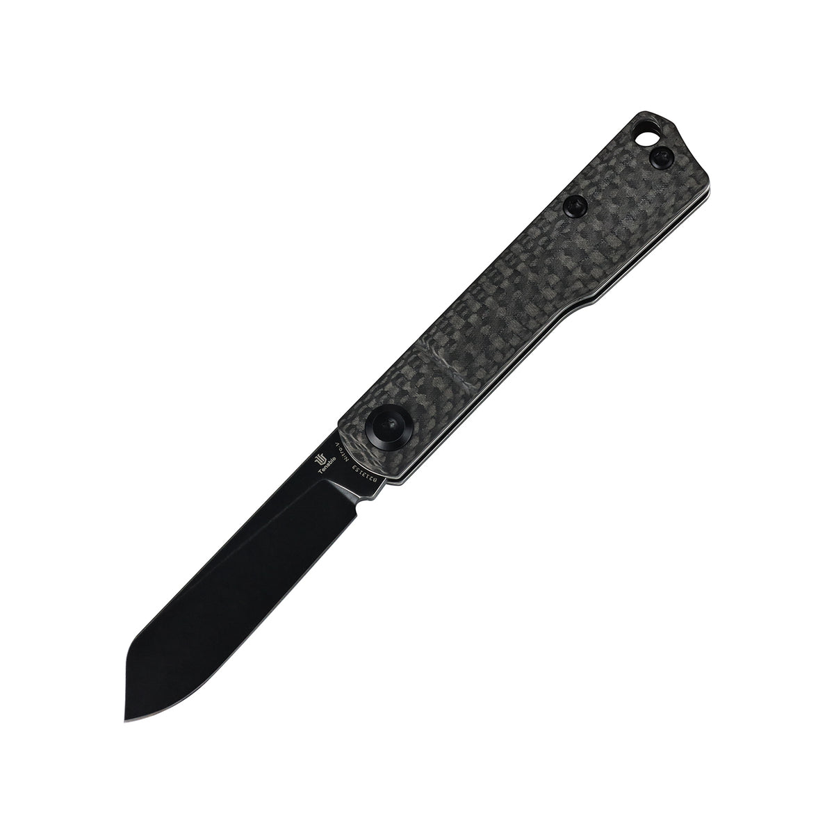 Tenable Riflestock Lock Back Folding knife | 2.34" Blackwash Nitro V Blade | Twill Carbon Fiber Handle | Nick Swan Knives Design - B2131S3