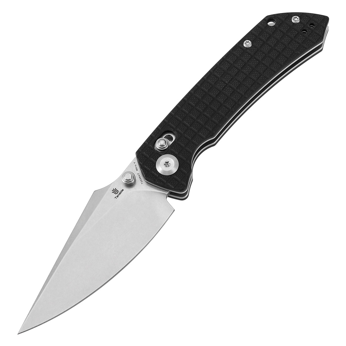 Tenable Fenrir Cross Bar Lock Folding Knife| Black G10 with Frag Pattern| 3.49“ Stonewashed Nitro-V Blade | Sparrow Knife Design | T1034V7