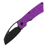 Tenable Goblin L Folding Knife | 3.24'' Blackwash 14C28N Blade | Purple Anodized Aluminum with Amphibian-inspired Geometric Texture Handle | Marshall Noble Design | B3016A3