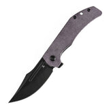 Tenable Orion Flipper Folding Knife | Purple Micarta Handle | 3.07" Blackwash Nitro V with CNC Milling Blade | JB Stout Design | B1089C1