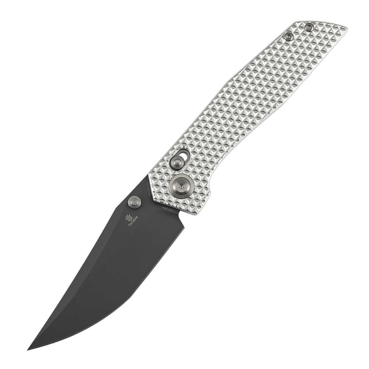 Tenable Deadite Cross Bar Lock Knife | 3.52" Gray TiCn Coated 14C28N Blade | Silver Aluminum Handle | TuffKnives Design - B1081V2