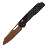 Tenable Shard | Cross Bar Lock Folding Knife | 3.47'' Rose Gold 14C28N Blade | Black Aluminum Handle | Kim Ning Design | T1006V10