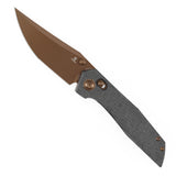 Tenable Deadite Cross Bar Lock Knife | 3.52" Rose Gold 14C28N Blade | Black Micarta Handle | TuffKnives Design - B1081V3