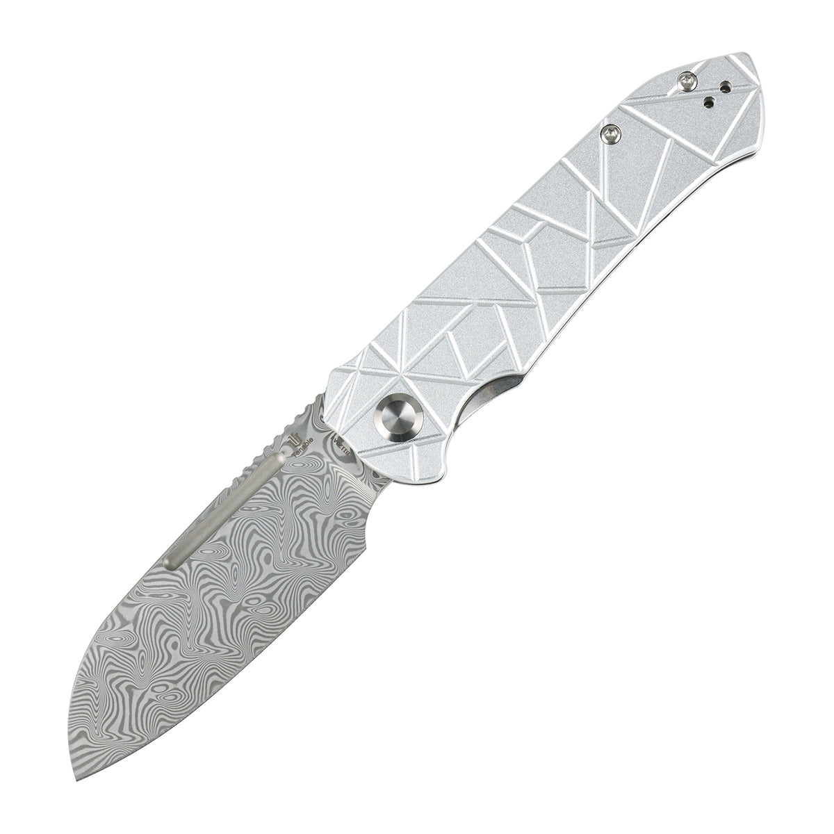 Tenable Rango Folding knife | 3.41" Water Ripple Damascus Blade | Silver Aluminum Handle | Steven Kastner Design -B1120A4