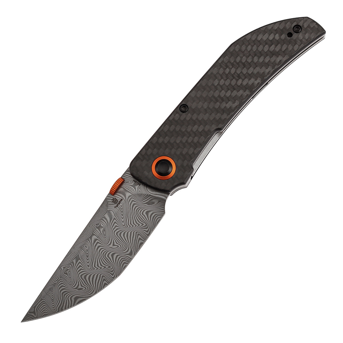 Tenable Tarkin Liner Knife | 3.4" Damascus Blade | Twill Carbon Fiber &G10 Handle | Matthew Christensen Design | B1078A4