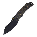 Tenable Pelican XL Folding knife | 3.5" Black TiCn Coated Nitro V Blade | Carbon Fiber with Copper Foil Handle | Kmaxrom Design Design - B0018A4