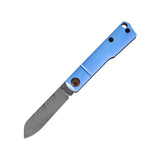 Tenable Riflestock Lock Back Folding knife | 2.34" Water Ripple Damascus Blade | Light Blue Anodized Aluminum Handle | Nick Swan Knives Design - B2131S1