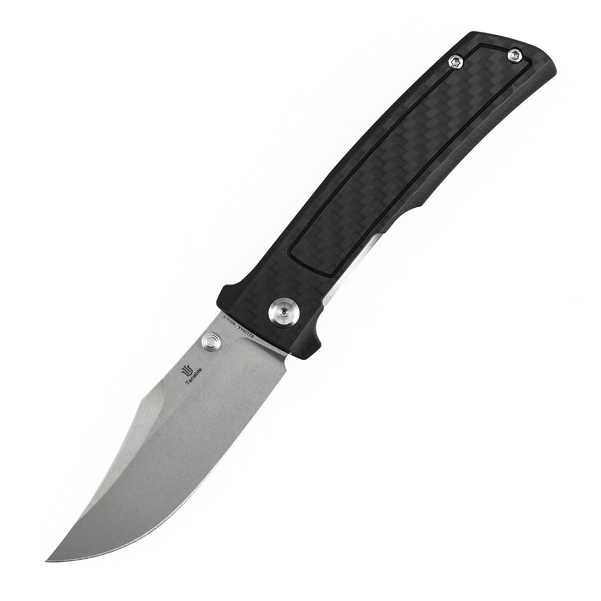 Tenable Bison Folding Knife | 3.24'' Stonewashed Nitro V Blade | Twill Carbon FIber & G10 Handle | Ray Laconico Knives Design | B2108A4