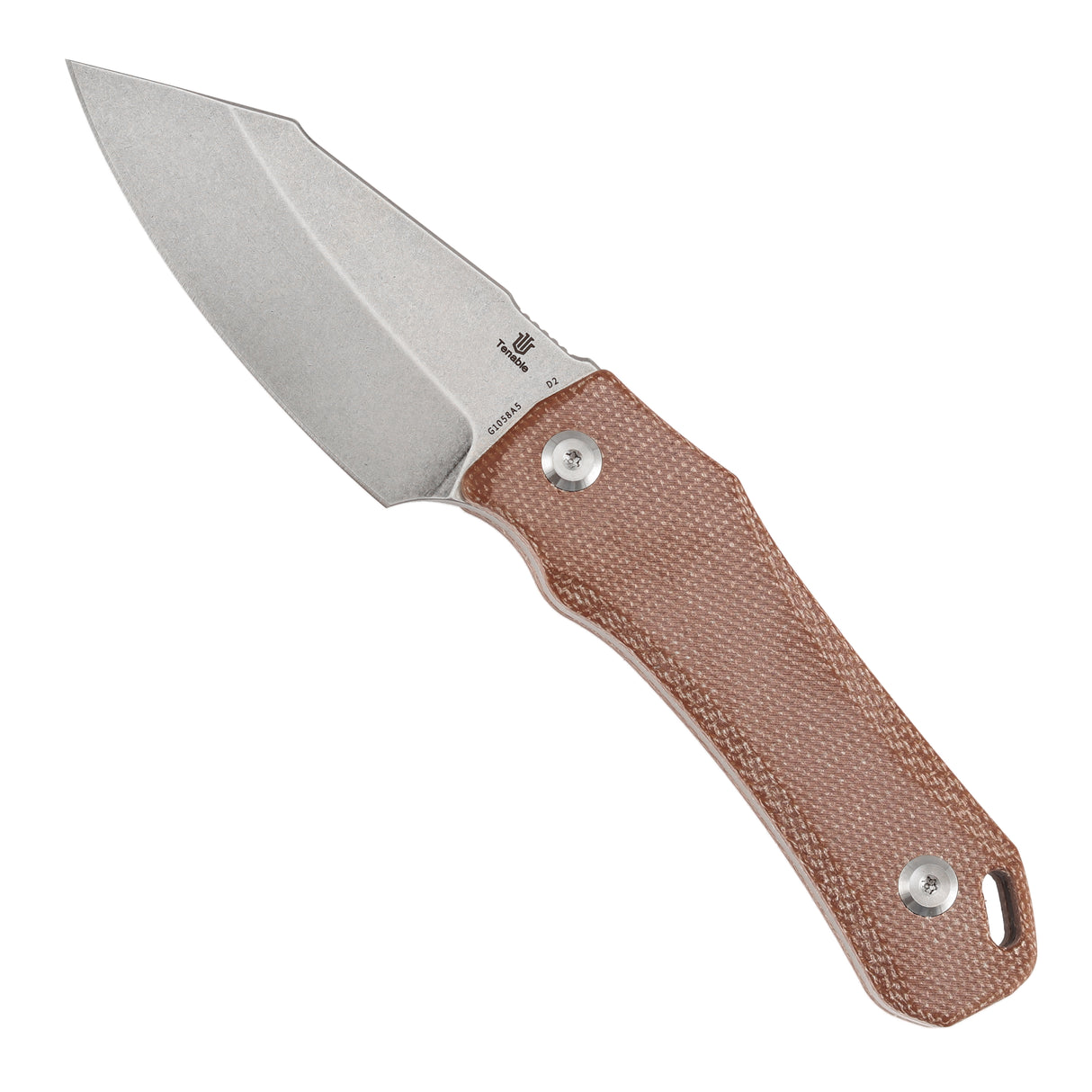 Tenable Loki Fixed Blade Knife |2.99" Stonewashed D2 Blade | Brown Micarta Handle | Steven Dunnuck Design | G1058A5