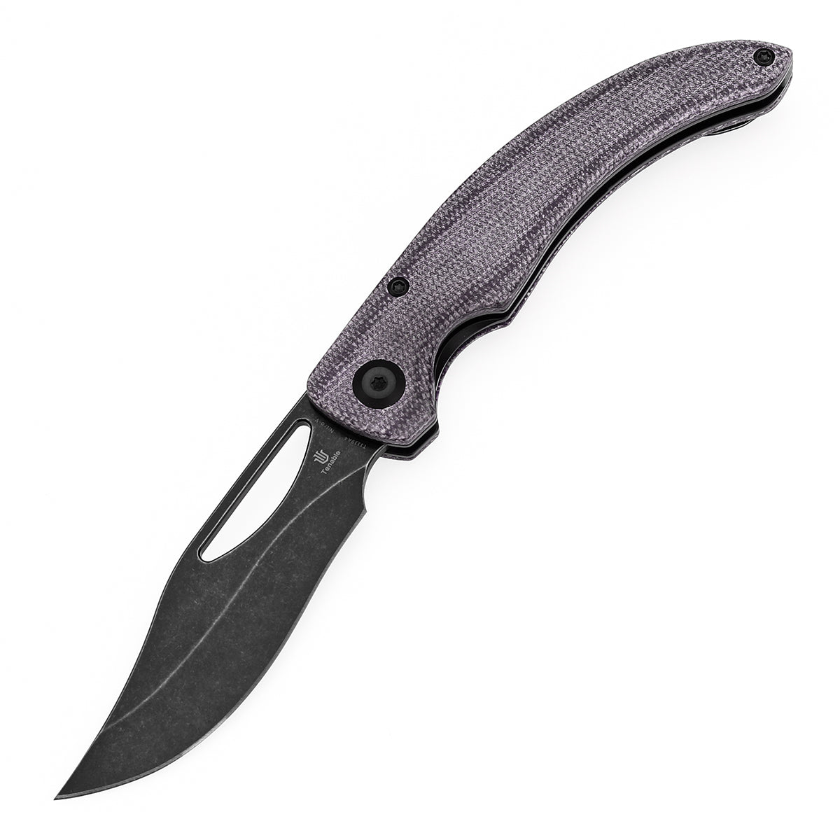 Tenable Gideon Folding Knife Purple Micarta Handle (3.5'' Blackwash Nitro V Blade) Dead Sober Design--T1119A4