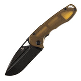 Pre-order: Ships on the Nov. 21st -Tenable Bömbur Folding Knife Amber PEI Handle (3.53'' Blackwashed Blade) Midgards Messer Design--T1054A7