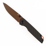 Tenable Mini Warrior Liner Lock Knife | 2.9" Rose Gold Nitro-V Blade | Twill Carbon Fiber & G10 Handle | Kim Ning Design - B2005A4
