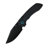 Tenable Entity Top Liner Lock Folding Knife | 3.52“ Blackwash 14C28N Blade | Black G10 Handle | Nalu Knives Design - B1036H3