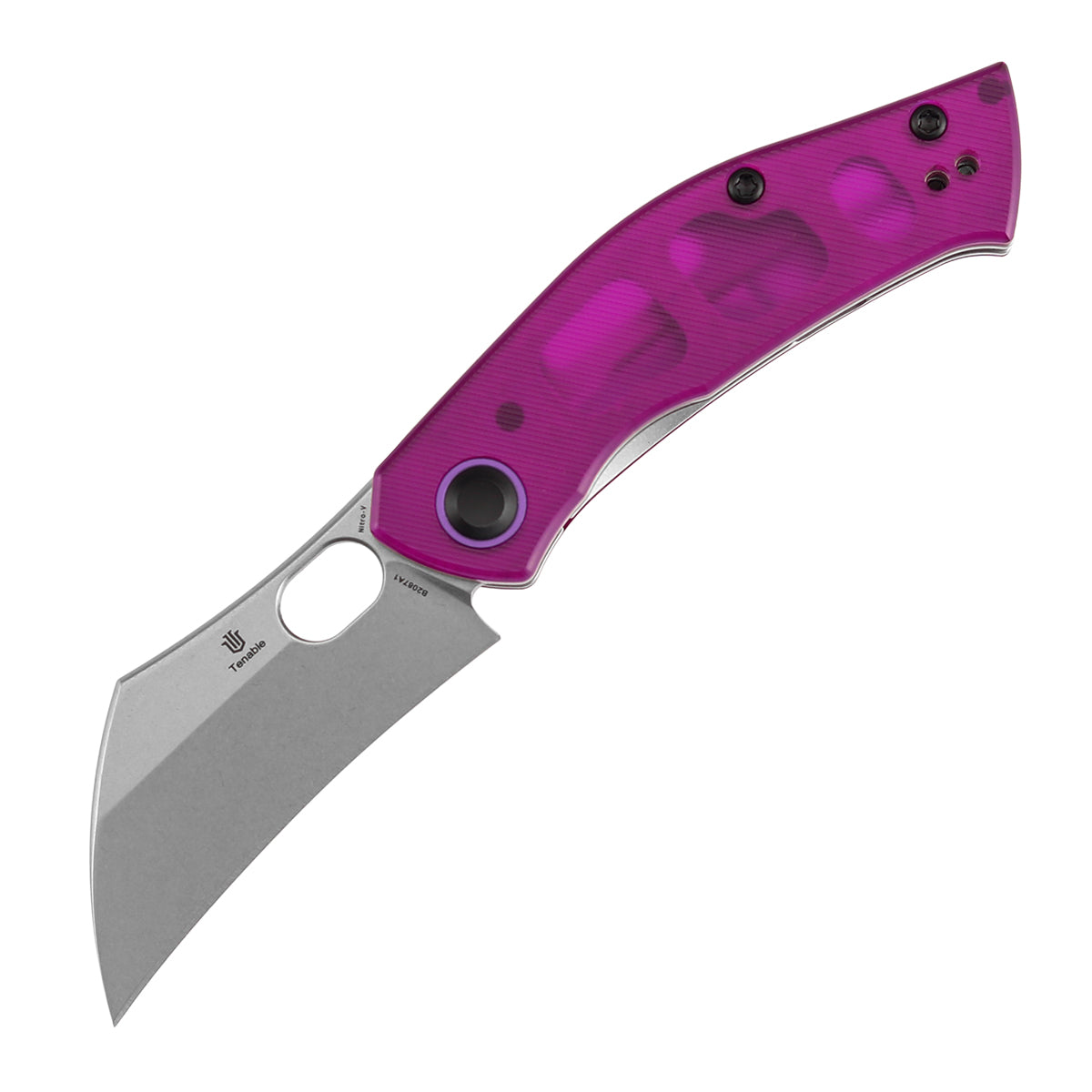 Pre-Order： Ships by Aug. 10 | Tenable Osprey Folding Knife | 2.22" Stonewashed Nitro-V | Purple PC Handle | Triple Stripe Knives Design - B2087A1