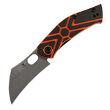 Pre-Order ：Ships by Aug. 10 | Tenable Osprey Folding Knife | 2.22" Water Ripple Damascus | Twill Carbon Fiber & Orange G10 Handle | Triple Stripe Knives Design - B2087A4