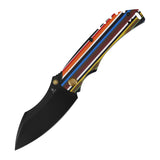 Tenable Pelican XL Folding knife | 3.5" Black TiCn Coated Nitro V Blade | Multicolor Striped G-mascus Handle | Kmaxrom Design Design - B0018A2