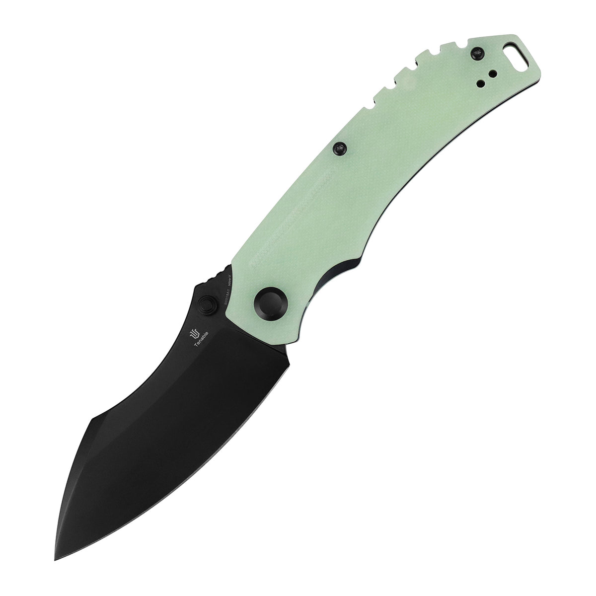 Tenable Pelican XL Folding knife | 3.5" Black TiCn Coated Nitro V Blade | Glow-in-the-Dark Green G10 Handle | Kmaxrom Design Design - B0018A1