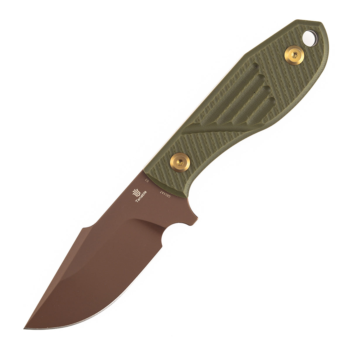 Tenable Tiny Dancer Fixed Blade Knife | 3.17" Rose Gold D2 Blade | Olive Green G10 Handle | JB Stout Design | G014A7
