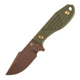 Tenable Tiny Dancer Fixed Blade Knife | 3.17" Rose Gold D2 Blade | Olive Green G10 Handle | JB Stout Design | G014A7
