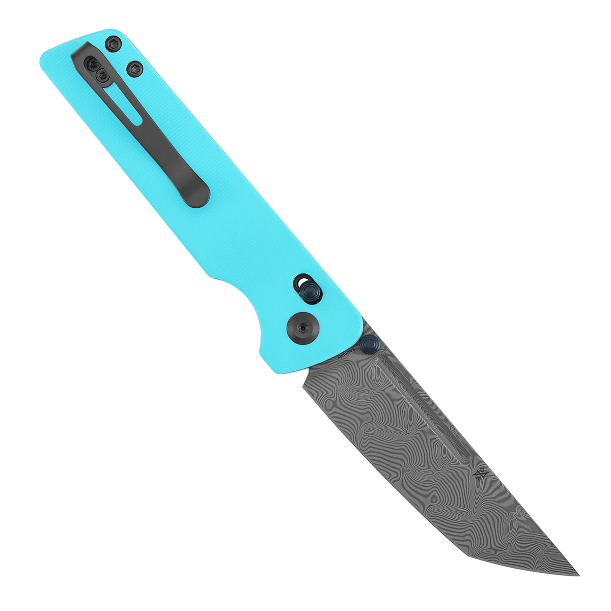 Tenable Anomaly Cross Bar Lock Knife | 3.14“ Damascus Blade | Blue G10 Handle | Pinkerton Knives Design | B2038V3