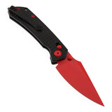 Tenable Fenrir Cross Bar Lock Folding Knife| Blcak Aluminum with Frag Pattern | Red Coated Nitro-V Blade | T1034V10