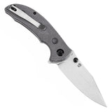 Tenable Rei Folding Knife Black Micarta with Dimples Handle (3.3" Stonewashed 14C28N Blade) Karambit Maker Design--T1061A3