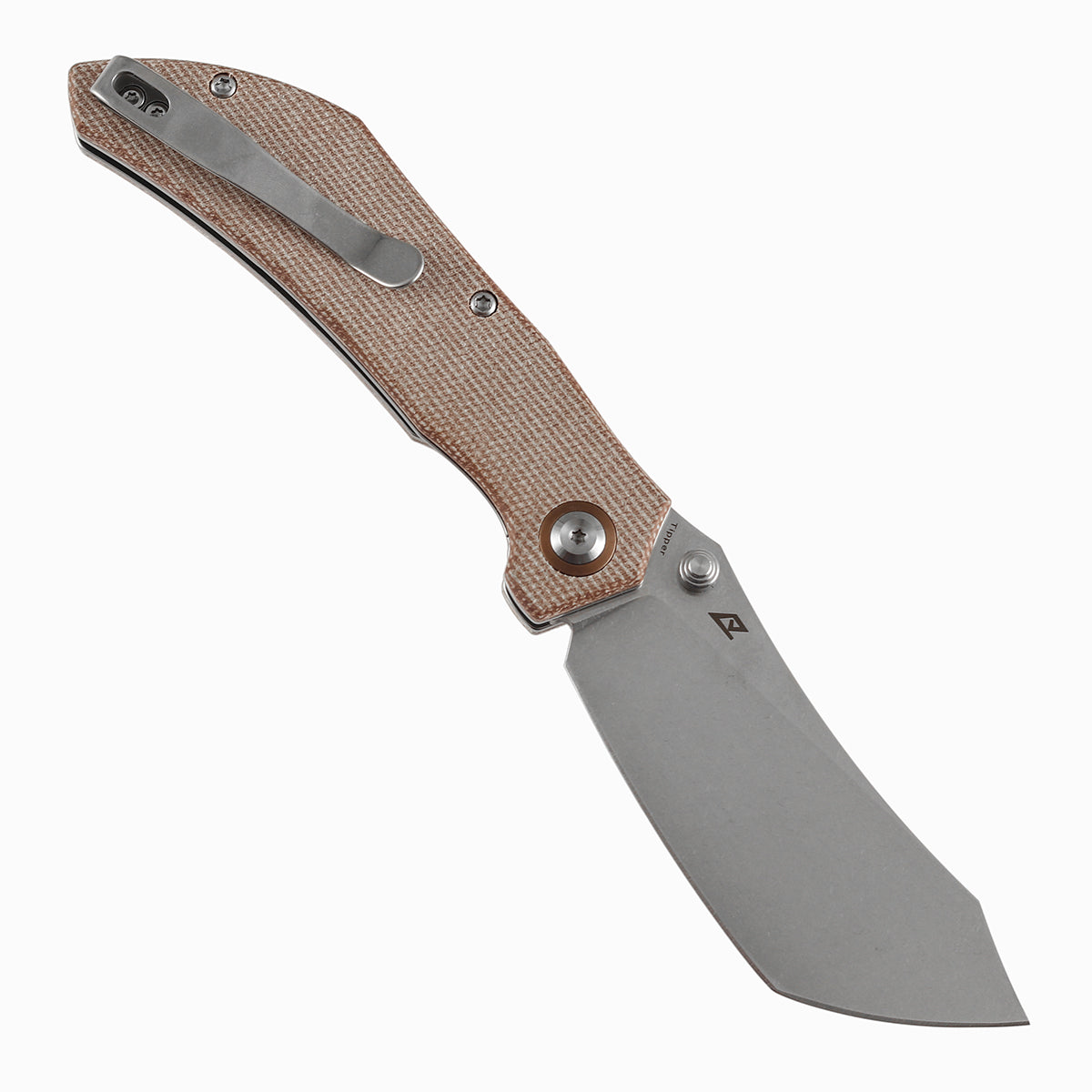 Tenable Tipper Folding Knife | 3.39'' Stonewashed Nitro V Blade | Brown Micarta Handle | Edgy Bladeworks Design | B1079A3