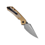 Tenable Fenrir Halloween Limited Edition Folding Knife | Top Liner Lock | 3.4" Water Ripple Damascus Blade | Golden Anodized Aluminum Spooky Gothic Pattern Handle | Sparrow Knife Design - B1034H24