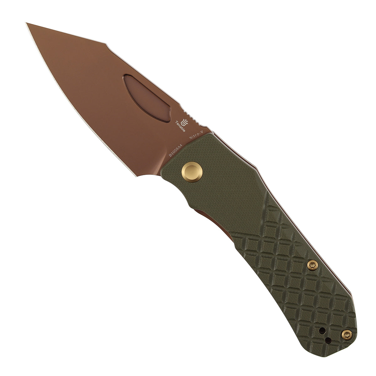 Tenable Loki Liner Lock Knife | 3.0" Rose Gold Nitro-V Blade | Olive Green G10 Handle | Steven Dunnuck Design - B1058A4