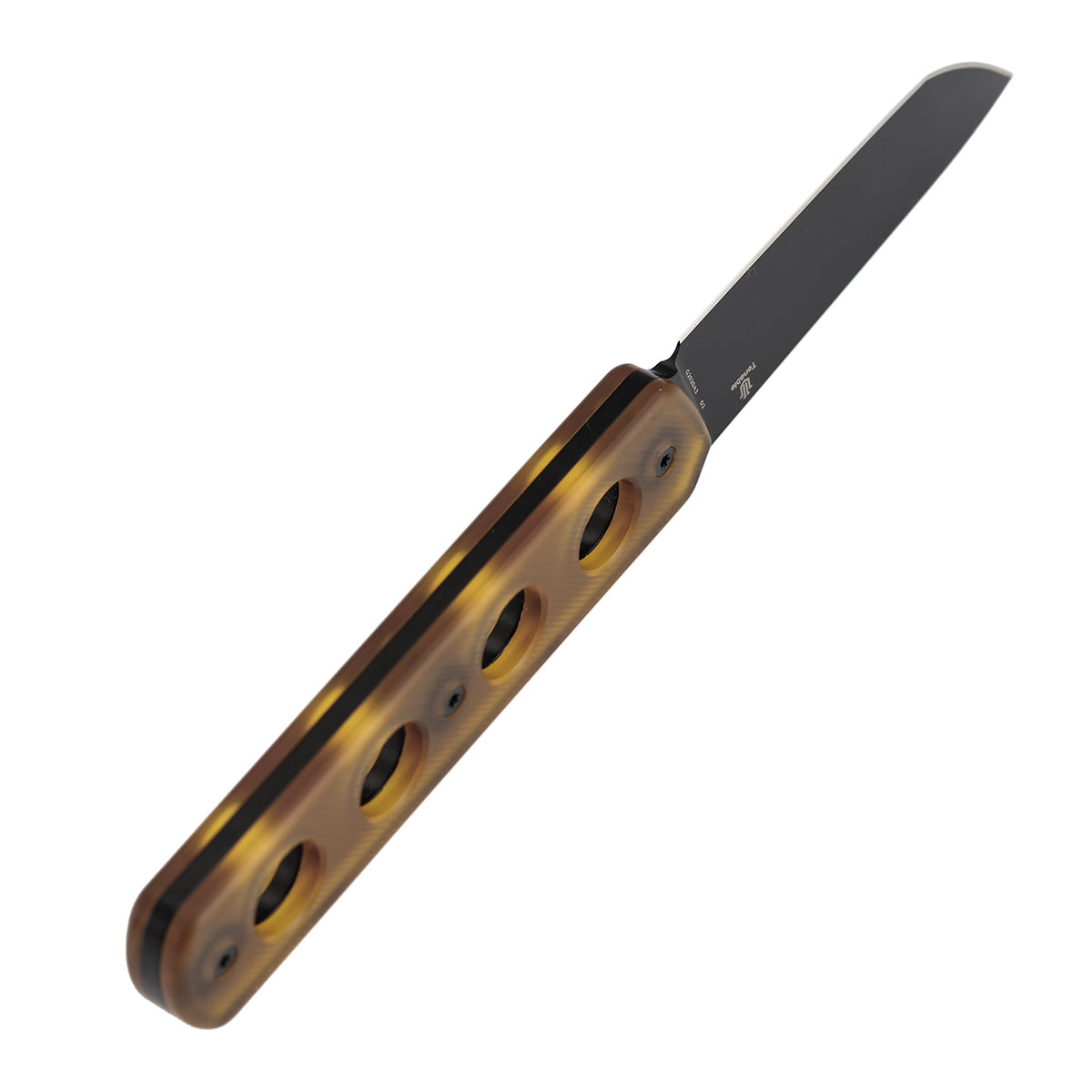 Tenable Foosa Fixed Blade Knife - 3.06'' Blackwash D2 Blade | Amber PEI Handle | Rolf Helbig - G2020A3